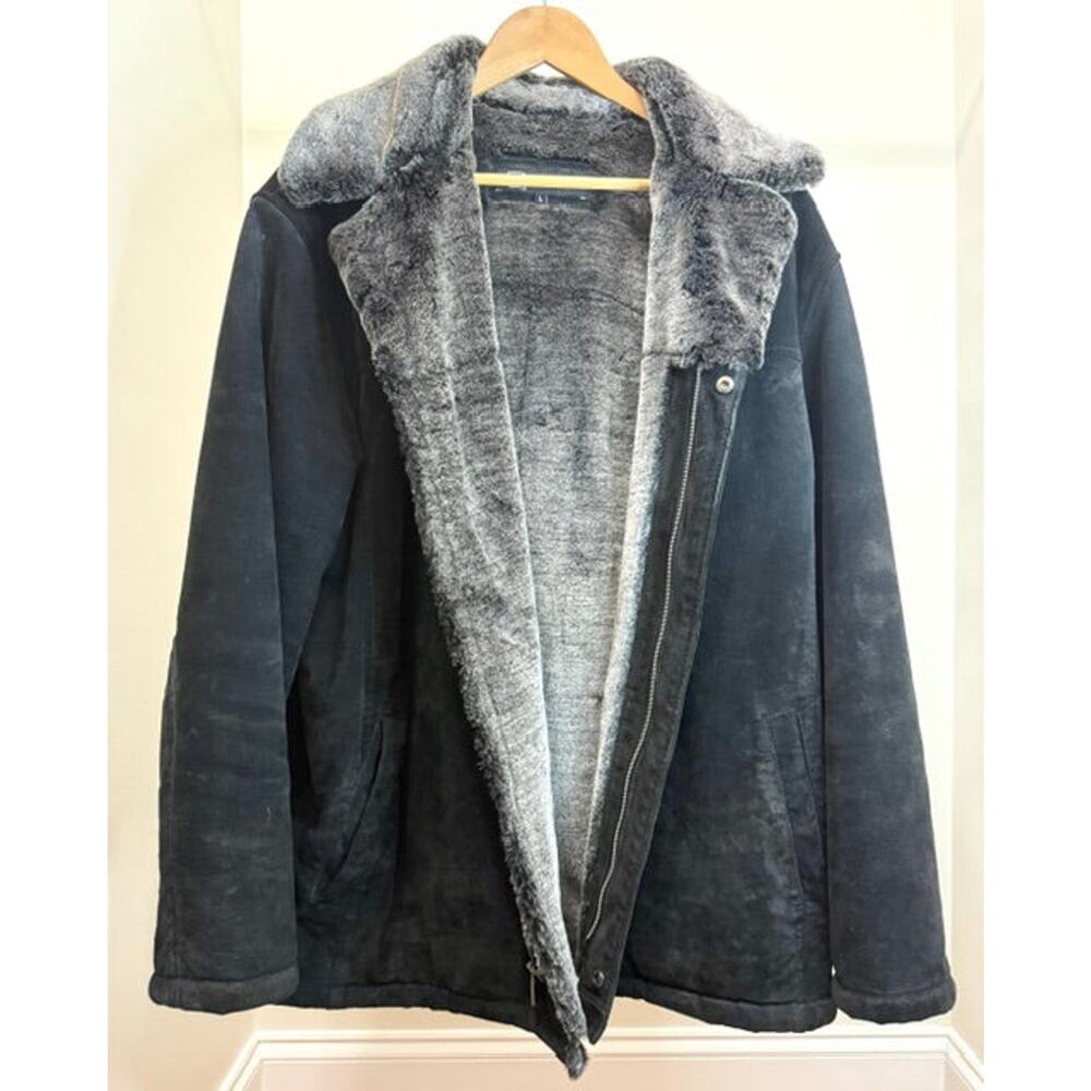 Bachrach Black Suede Fur‑Lined Vintage Jacket SzL - Picture 3 of 7